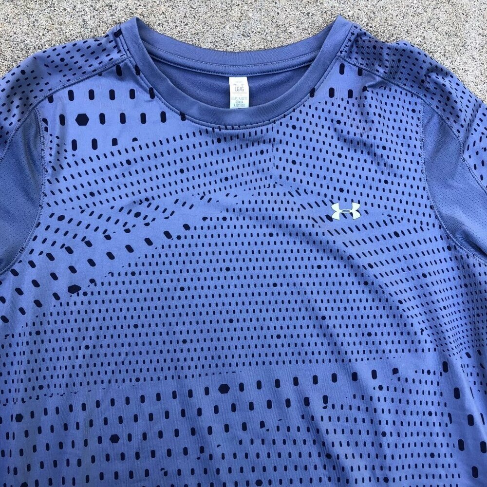 UNDER ARMOUR Fitted Shirt Women's LARGE Geometric Long Sleeve Moisture Wicking - Picture 2 of 10